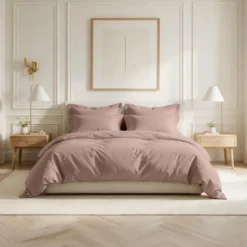 3S. x TertioDrap plat percale de coton - Beige - Rosé