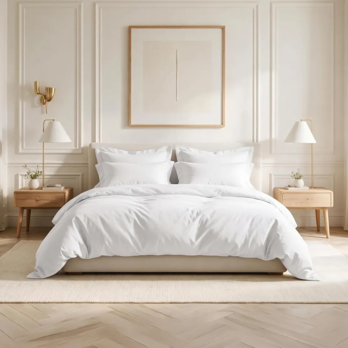 3S. x TertioDrap plat percale de coton - Blanc
