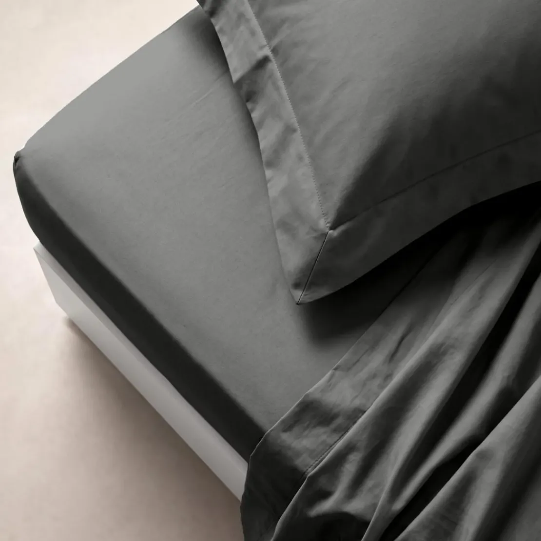 3S. x TertioDrap plat percale de coton - Gris - Anthracite