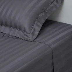 3S. x TertioDrap Plat rayé satin de Coton - Gris - Anthracite