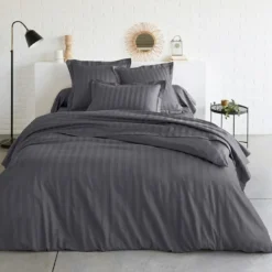3S. x TertioDrap Plat rayé satin de Coton - Gris - Anthracite