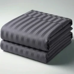 3S. x TertioDrap Plat rayé satin de Coton - Gris - Anthracite
