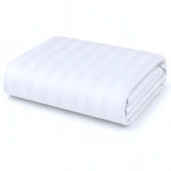3S. x TertioDrap Plat satin de Coton rayé - Blanc