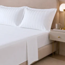 3S. x TertioDrap Plat uni satin de Coton - Blanc