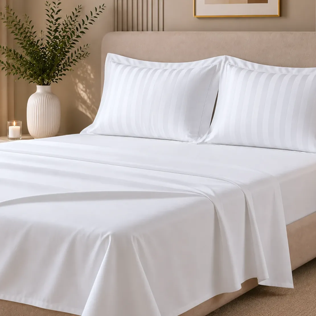 3S. x TertioDrap Plat uni satin de Coton - Blanc