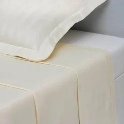 3S. x TertioDrap plat uni satin de coton - Beige - Ecru