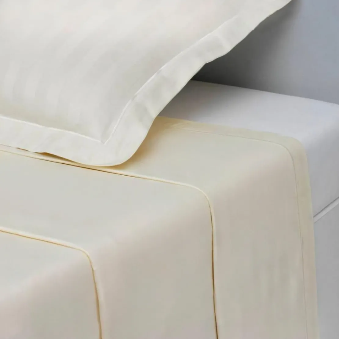 3S. x TertioDrap plat uni satin de coton - Beige - Ecru