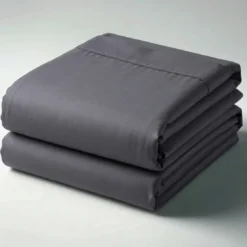 3S. x TertioDrap plat uni Satin de coton - Gris - Anthracite