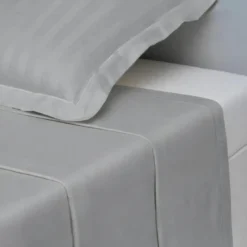 3S. x TertioDrap plat uni satin de coton - Gris - Perle