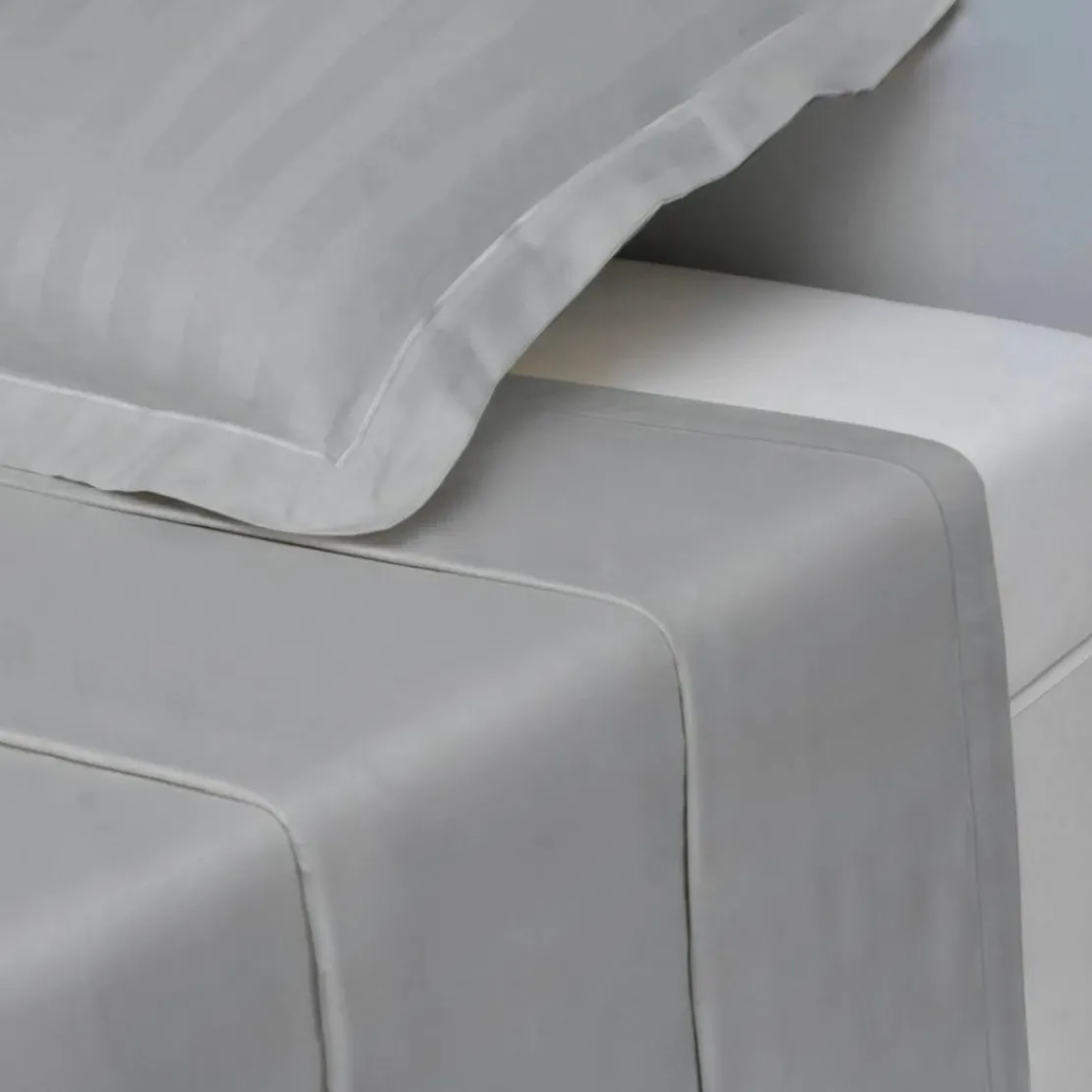 3S. x TertioDrap plat uni satin de coton - Gris - Perle