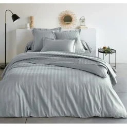3S. x TertioDrap plat uni satin de coton - Gris - Perle