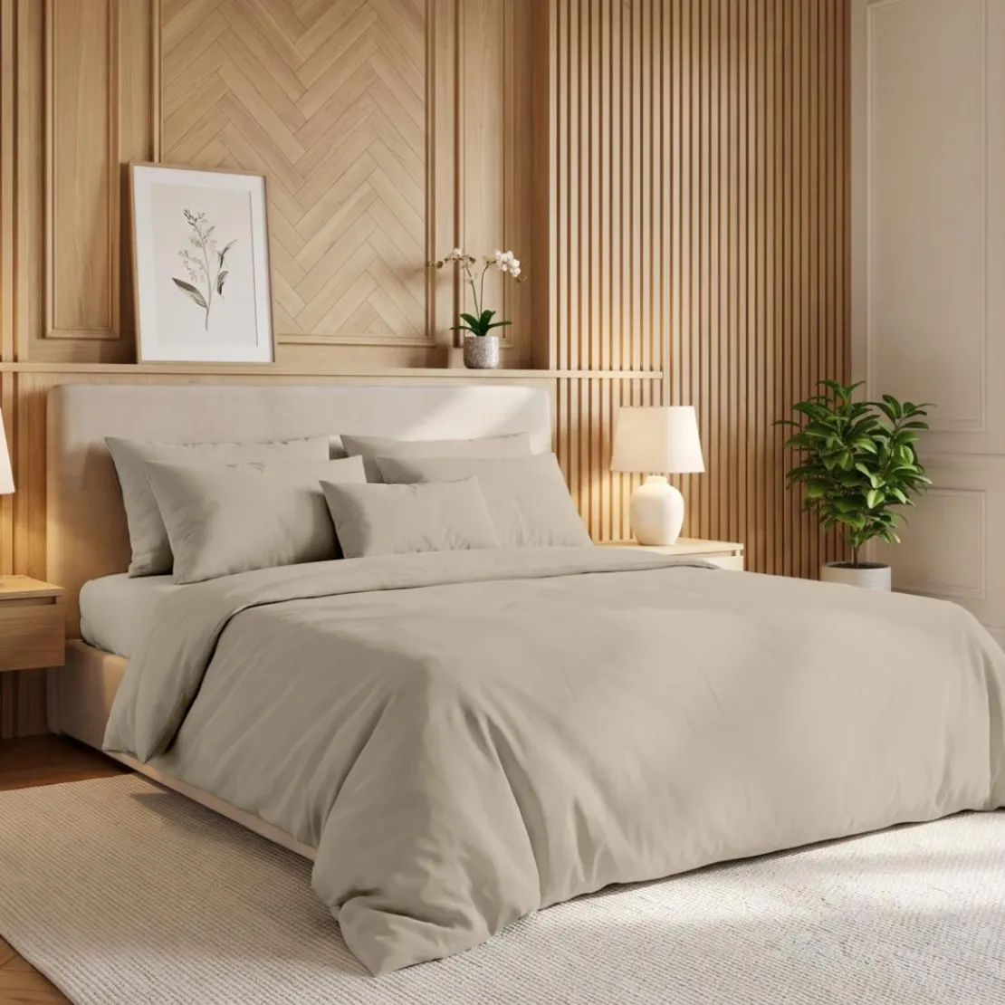 3S. x TertioHousse de couette coton - Beige - Écru