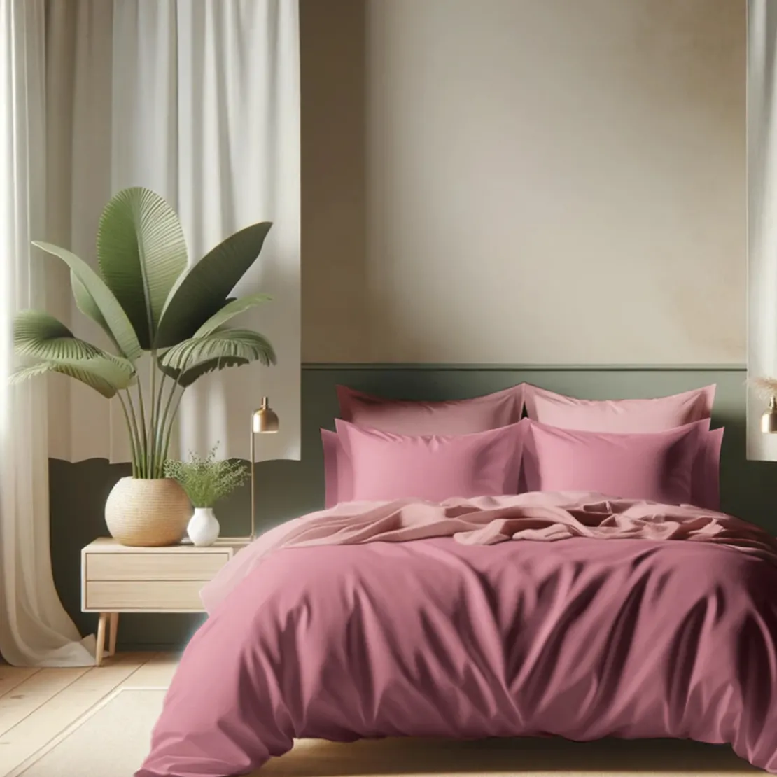 3S. x TertioHousse de couette Coton - Vieux rose / Rose blush