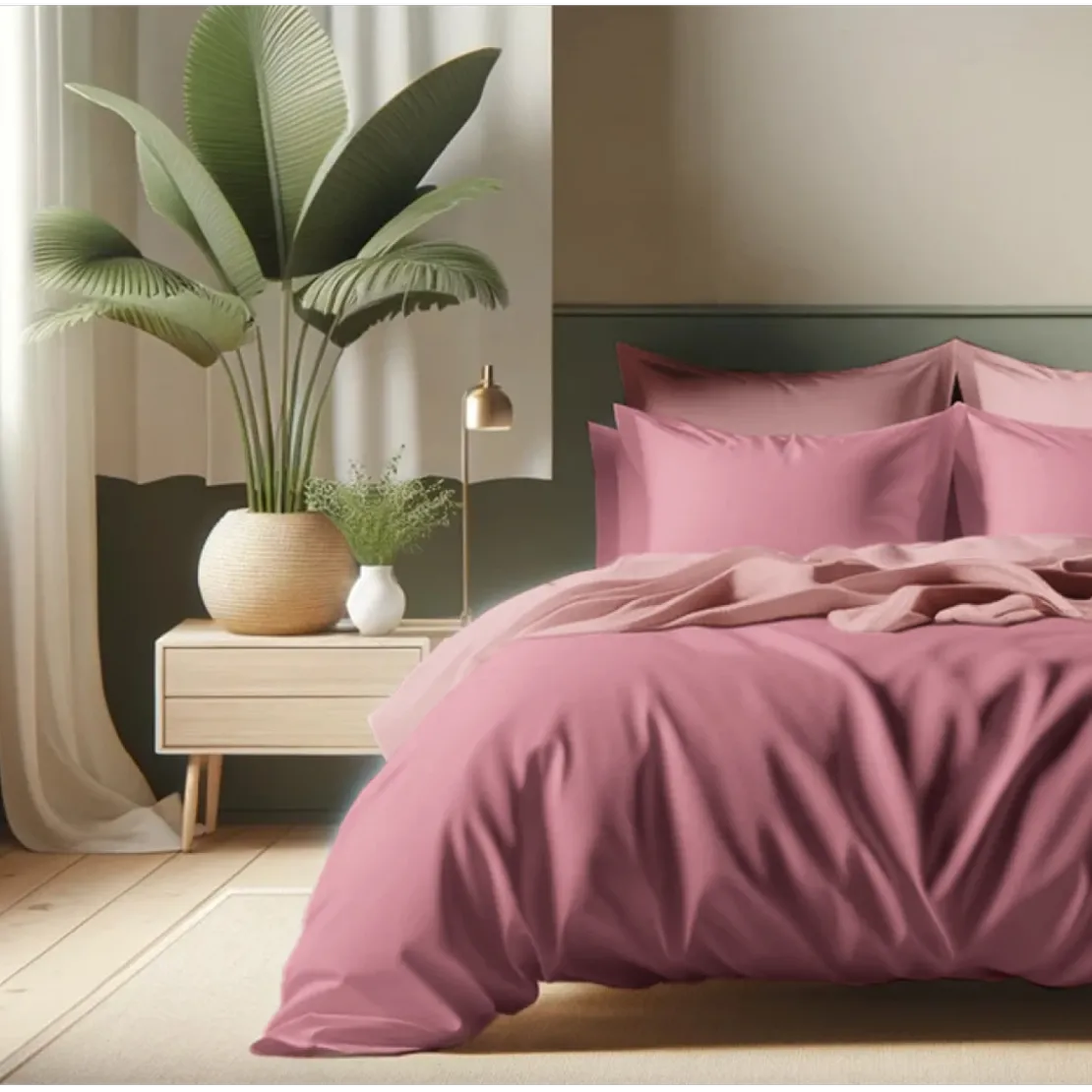 3S. x TertioHousse de couette Coton - Vieux rose / Rose blush