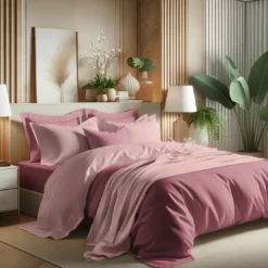 3S. x TertioHousse de couette Coton - Vieux rose / Rose blush