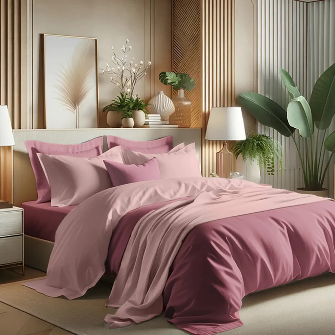3S. x TertioHousse de couette Coton - Vieux rose / Rose blush