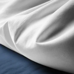 3S. x TertioHousse de couette Coton - Blanc / Bleu indigo