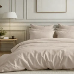 3S. x TertioHousse de couette percale de coton - Beige - Ficelle