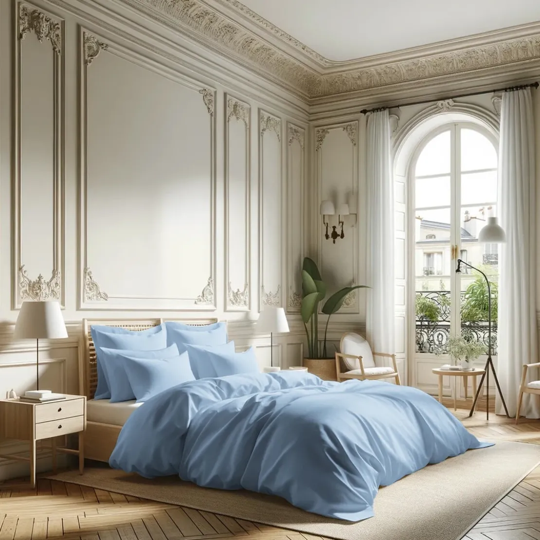 3S. x TertioHousse de couette percale de coton - Bleu - Ciel