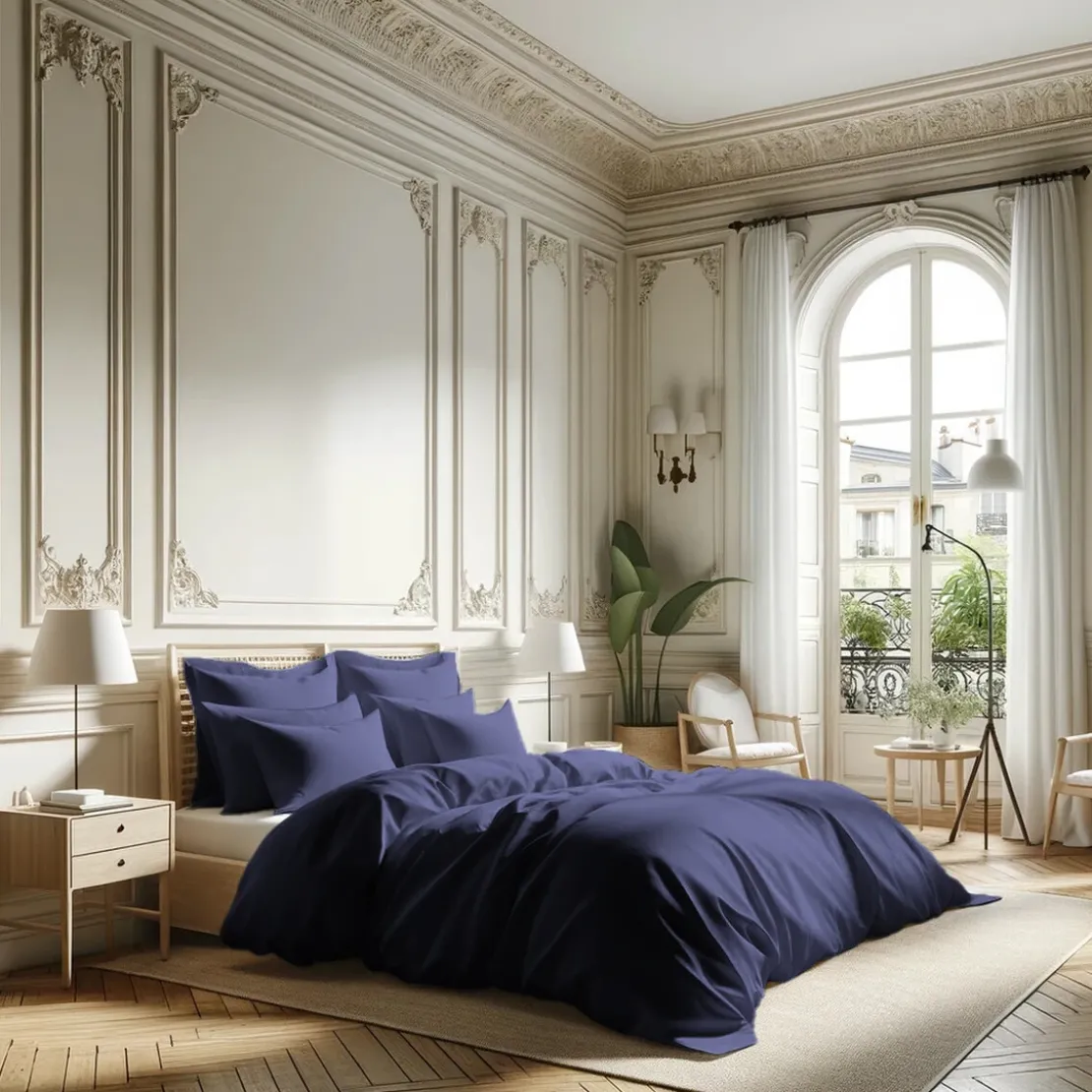 3S. x TertioHousse de couette percale de coton - Bleu - Indigo