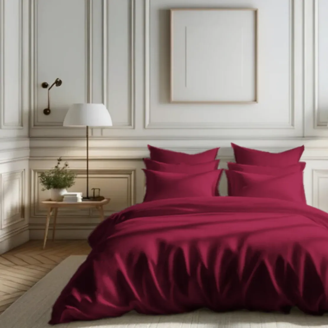 3S. x TertioHousse de couette percale coton - Bordeaux - Rouge vin