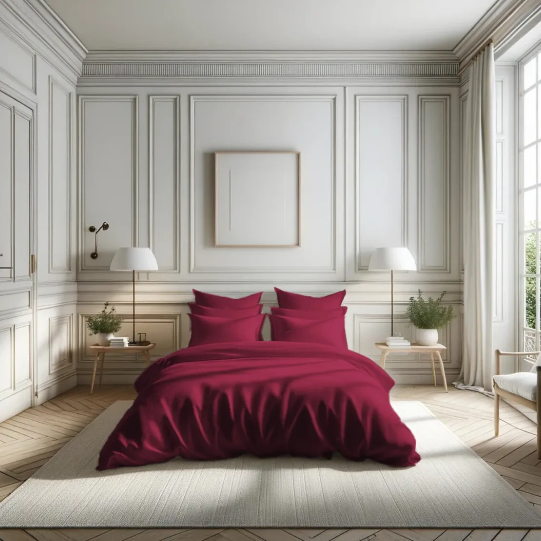 3S. x TertioHousse de couette percale coton - Bordeaux - Rouge vin