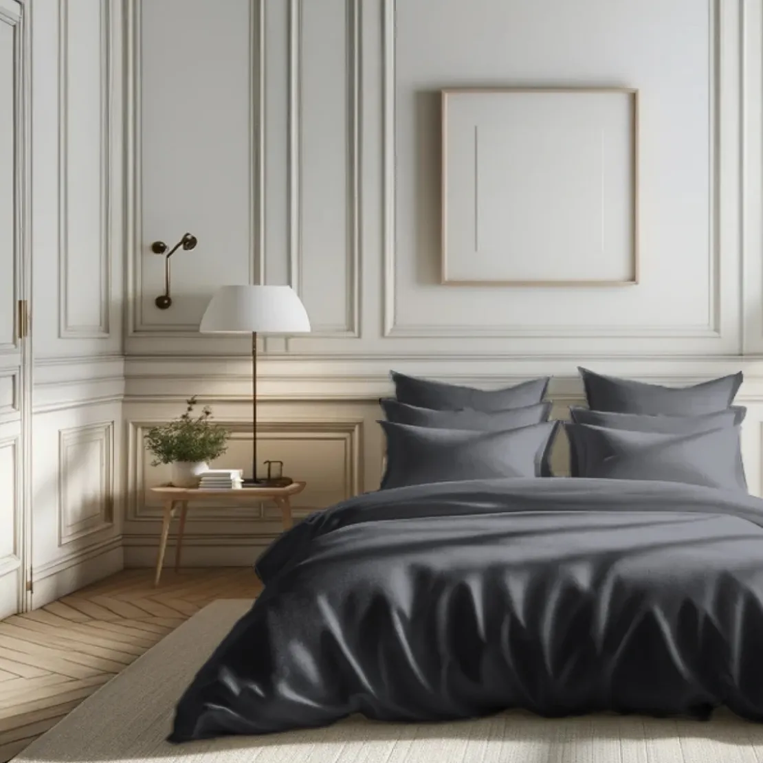 3S. x TertioHousse de couette percale de coton - Gris - Anthracite