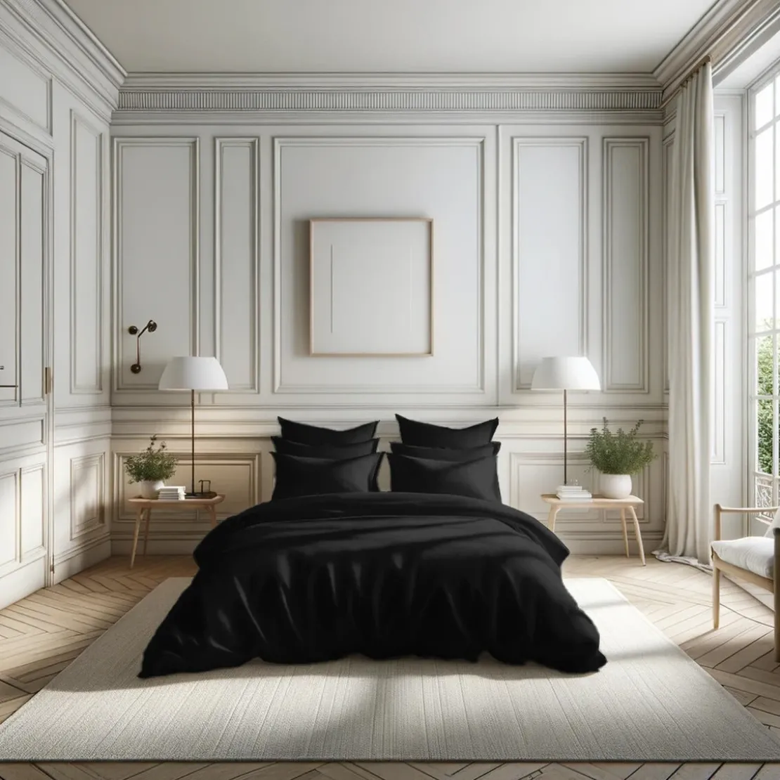 3S. x TertioHousse de couette percale de coton - Noir