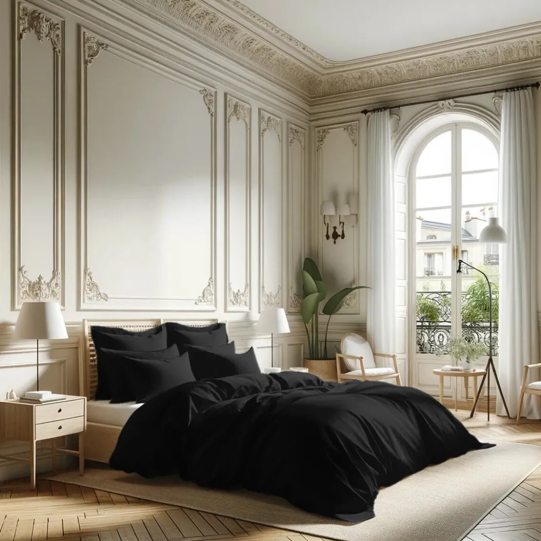 3S. x TertioHousse de couette percale de coton - Noir
