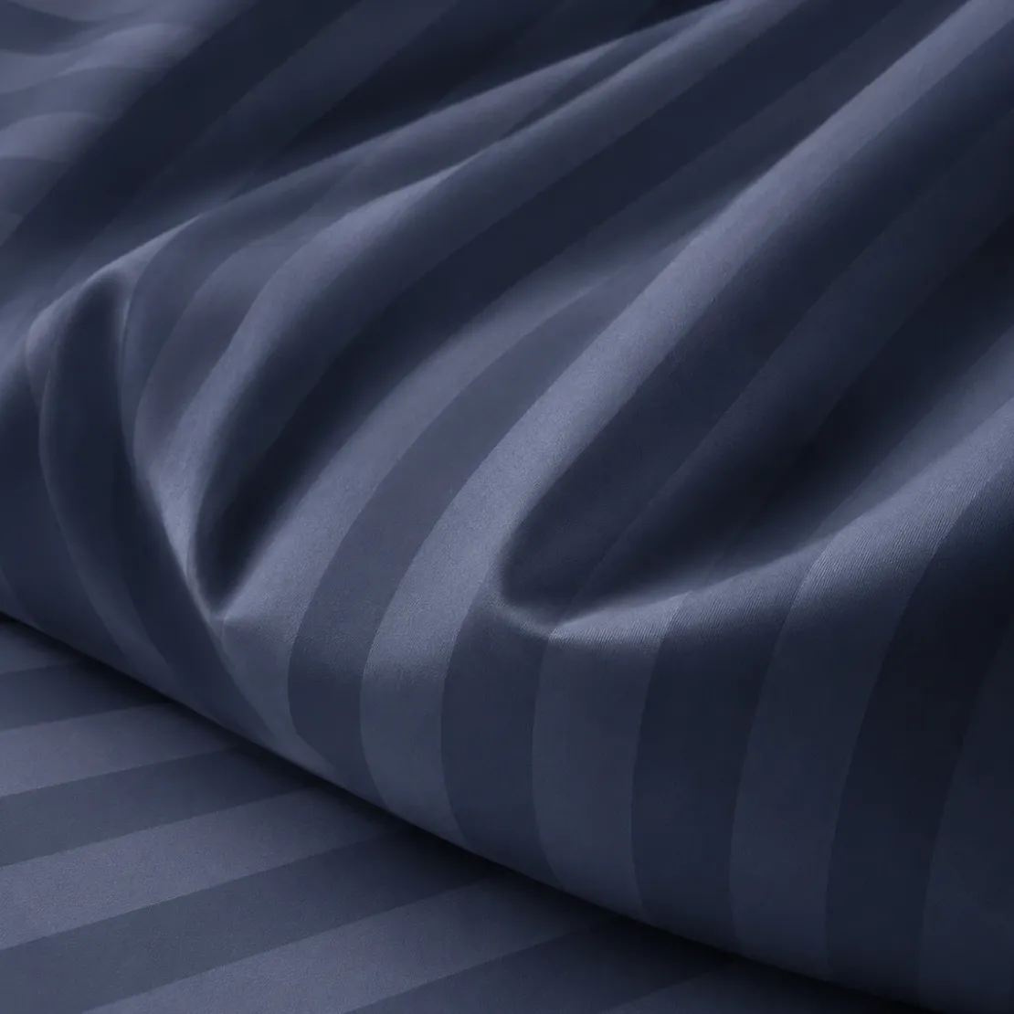3S. x TertioHousse de couette satin de coton 2 faces uni / rayé - Bleu - Indigo