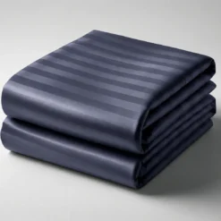 3S. x TertioHousse de couette satin de coton 2 faces uni / rayé - Bleu - Indigo