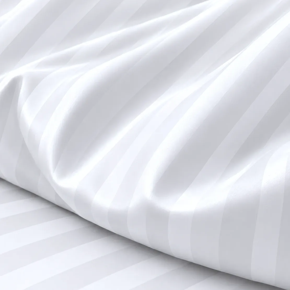 3S. x TertioHousse De Couette Satin De Coton 2 faces uni / rayé - Blanc