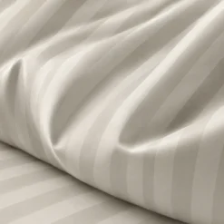 3S. x TertioHousse de couette satin de coton 2 faces uni / rayé - Beige - Ecru