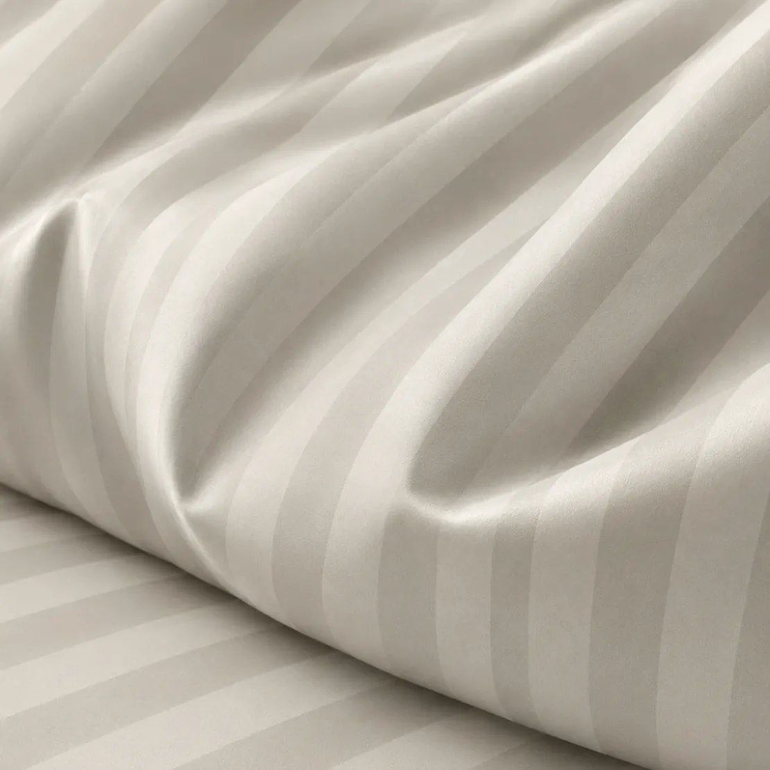 3S. x TertioHousse de couette satin de coton 2 faces uni / rayé - Beige - Ecru