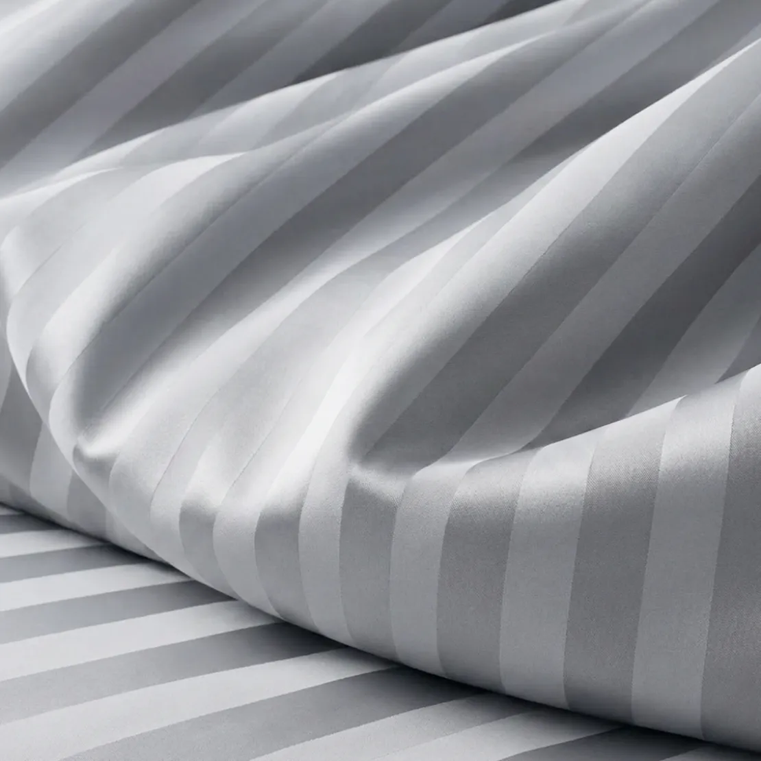 3S. x TertioHousse de couette satin de coton 2 faces uni / rayé - Gris - Perle