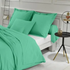 3S. x TertioHousse de couette unie polycoton - Vert - Eucalyptus