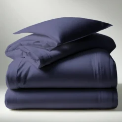 3S. x TertioHousse de couette unie polycoton - Bleu - Indigo