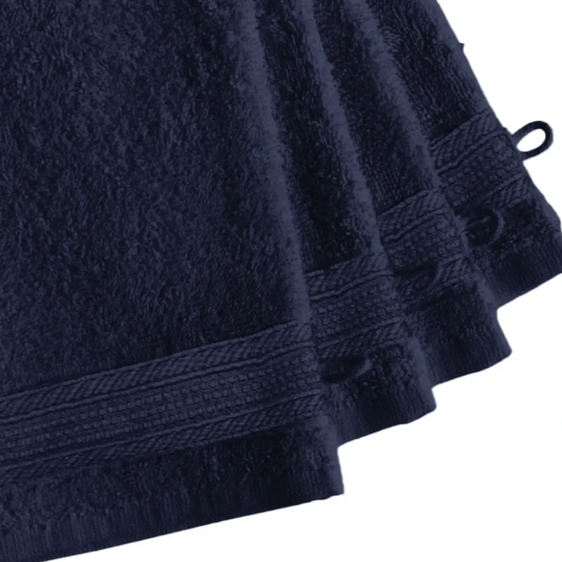 3S. x TertioLot de 4 gants de toilette en coton éponge 600 gm² - bleu Indigo
