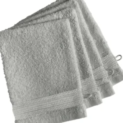 3S. x TertioLot de 4 gants de toilette en coton éponge 600 gm² - gris perle