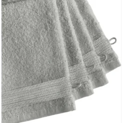 3S. x TertioLot de 4 gants de toilette en coton éponge 600 gm² - gris perle