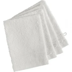 3S. x TertioLot de 4 gants de toilette en coton éponge 600 gm²- blanc