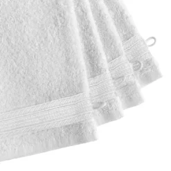3S. x TertioLot de 4 gants de toilette en coton éponge 600 gm²- blanc