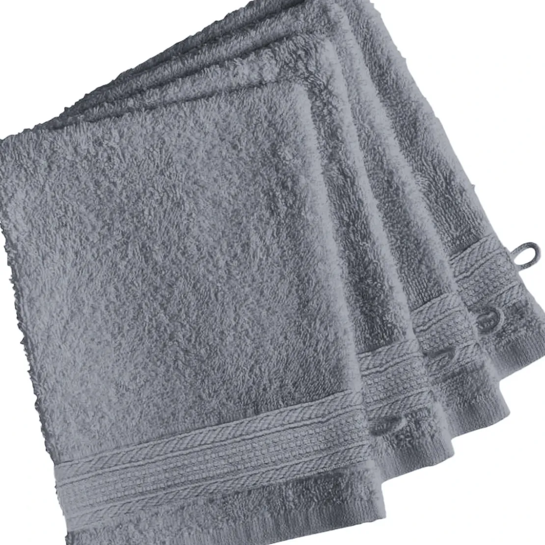 3S. x TertioLot de 4 gants de toilette en coton éponge 600 gm² - bleu orage