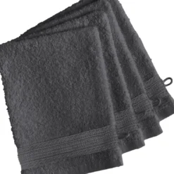 3S. x TertioLot de 4 gants de toilette en coton éponge 600 gm² - anthracite