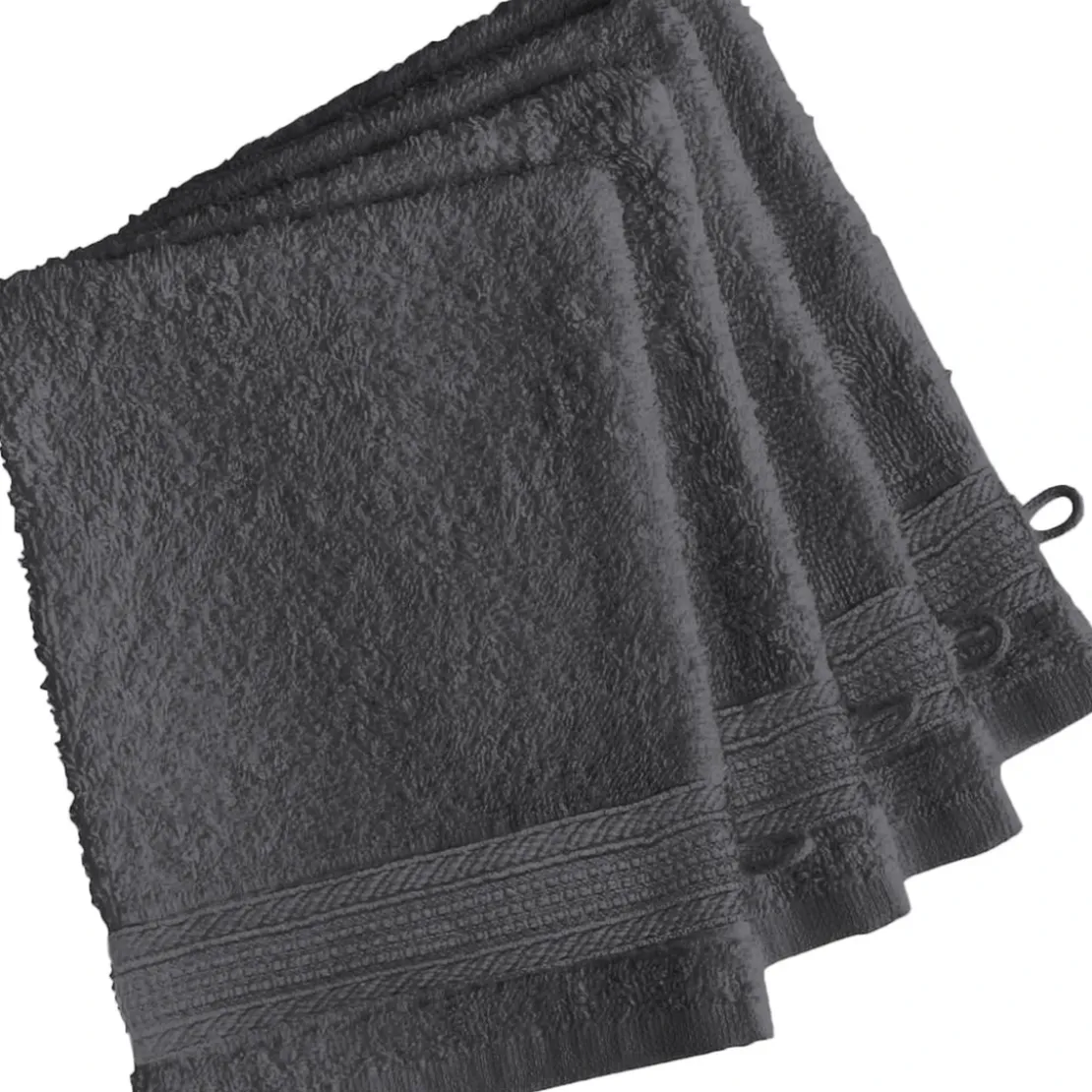 3S. x TertioLot de 4 gants de toilette en coton éponge 600 gm² - anthracite