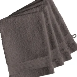 3S. x TertioLot de 4 gants de toilette en coton éponge 600 gm² - chocolat