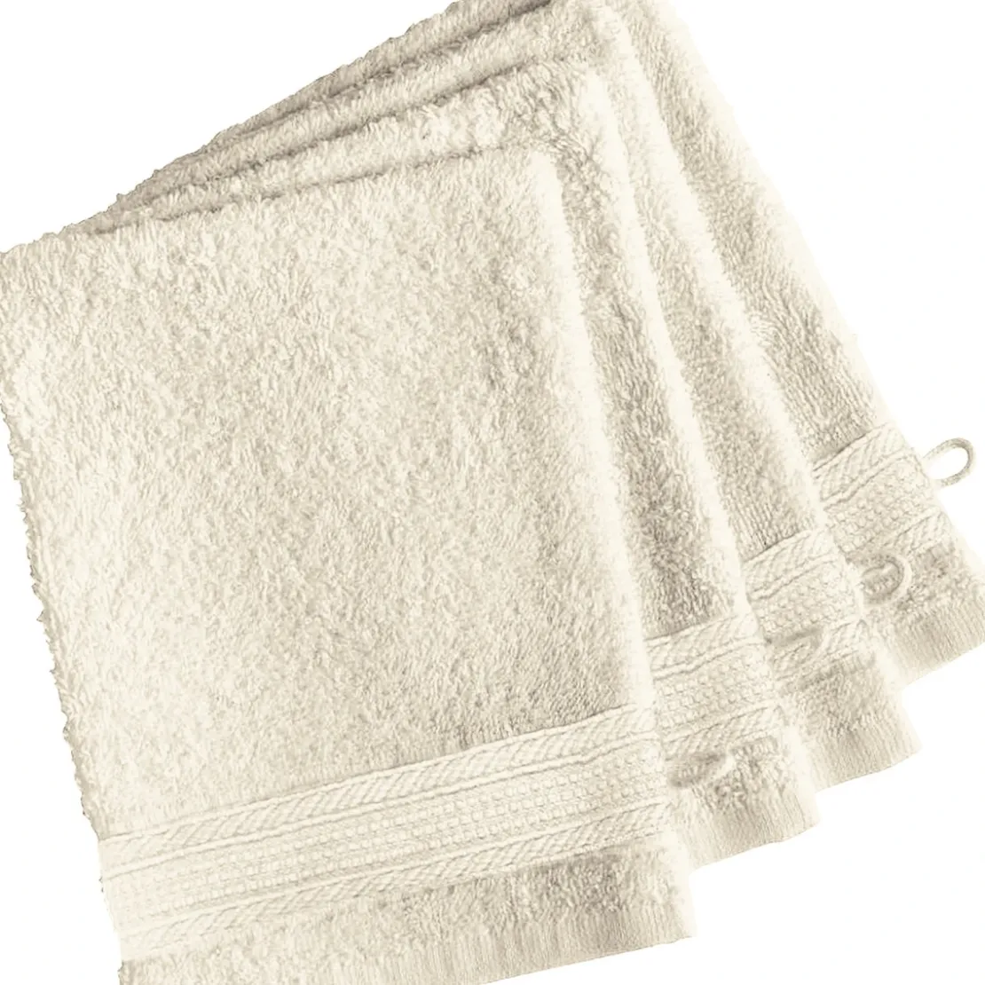 3S. x TertioLot de 4 gants de toilette en coton éponge 600 gm² - écru