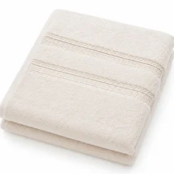 3S. x TertioLot de 2 serviettes de bain en coton éponge 600 gm² - écru