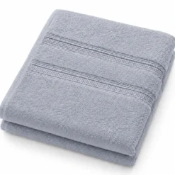 3S. x TertioLot de 2 serviettes de bain en coton éponge 600 gm² - bleu orage