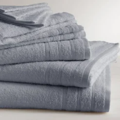 3S. x TertioLot de 2 serviettes de bain en coton éponge 600 gm² - bleu orage
